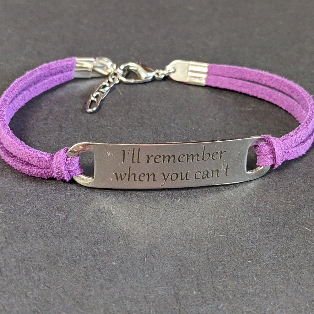 Alzheimer's awareness bracelet, purple bracelet